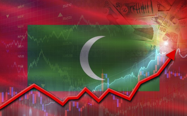 Maldives economic growth on financial graph. Maldives financial growth on market graph