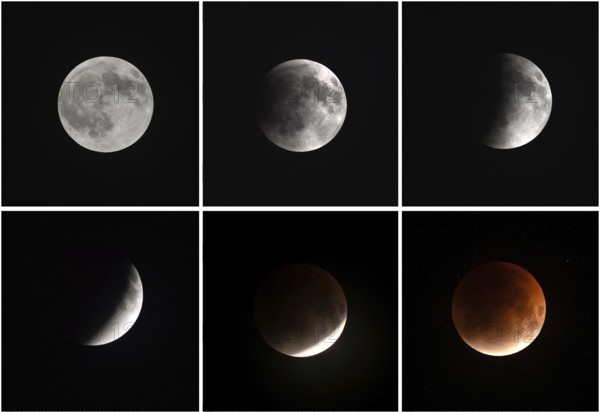 In this photo compilation, the Blood Moon is seen during the lunar eclipse of the year in Assam, India, on September 7, 2025. A Blood Moon occurs during a total lunar eclipse when the Earth comes between the Sun and the Moon, blocking direct sunlight from reaching the lunar surface