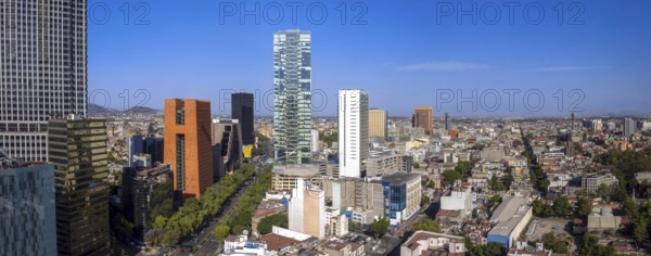 Mexico City Financial Center buildings, banks, and businesses close to Paseo De Reforma