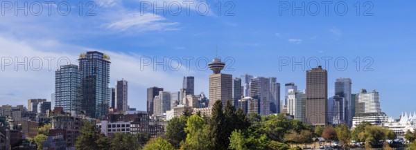 Scenic Vancouver business financial district panoramic skyline in the city downtown