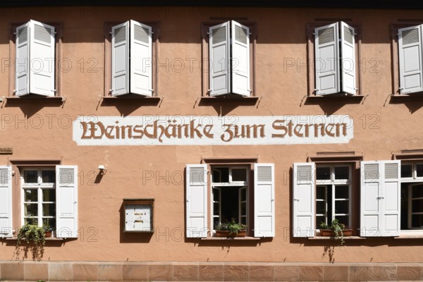 Ettlingen, Germany - August 13th 2025: Facade of restaurant Weinschänke zum Sternen