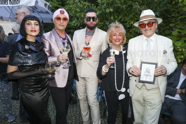 Pauline Stolze, Julian F.M.Stöckel, Harald Glööckler, Stefanie Simon and Lo Graf von Blickensdorf at the premiere of the play 'Der eingebildet Kranke' and Dieter Hallervorden's 90th birthday at the palace gardens Theatre. Berlin, 05.09.2025
