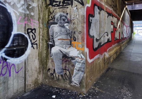 Street art in a bridge subway, Frankfurt am Main, Hesse, Germany