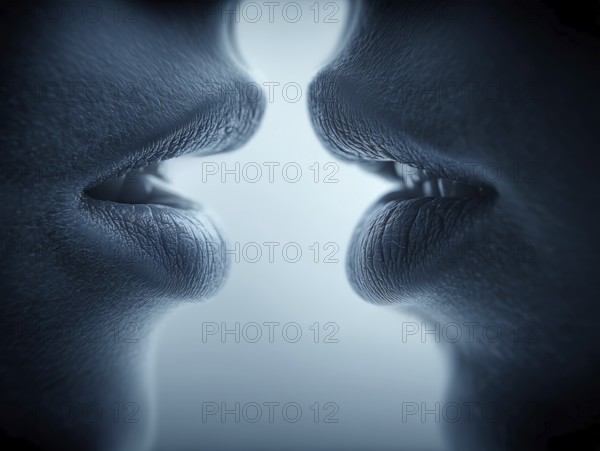 Two pairs of lips are close together and create a feeling of intimacy, AI generated, AI generated
