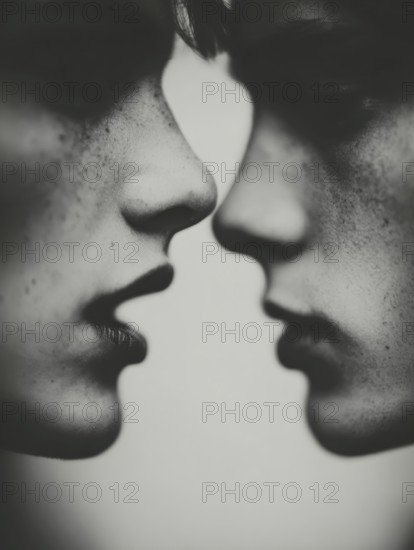 Two faces create a harmonious, calm atmosphere and a feeling of intimacy, AI generated, AI generated