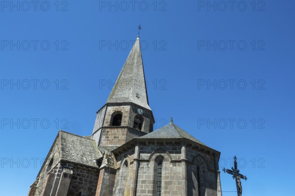 Compains, Saint Georges church, Auvergne Volcanoes Regional Park, Cezallier region, Puy de Dome, Auvergne Rhone Alpes, France