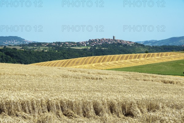 View of Montpeyroux labelled Les Plus Beaux Villages de France, The Most Beautiful Villages of France, Puy de Dome, Auvergne rhone Alpes, France
