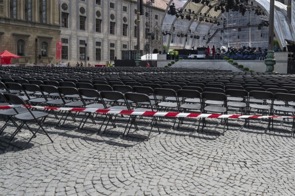 Seating for classical music on Odeonsplatz, Munich, Bavaria, Germany