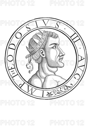 Theodosios III the Armenian was tax collector in the subject of Opsikion, resident or active in Adramyttion and Byzantine emperor from 715 to 717, authentic, digitally restored reproduction from a 19th century original, record date not stated