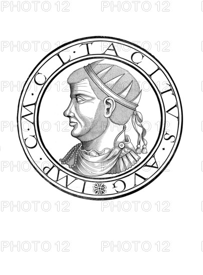 Marcus Claudius Tacitus (born around 200, died 276) was Roman emperor from 275 to 276, authentic, digitally restored reproduction from a 19th century original, record date not stated