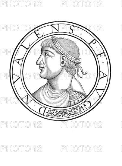 Flavius Valens (born 328 in Cibalae, Pannonia secunda, died 9 August 378 in the Battle of Adrianople) was Roman Emperor in the East in the years 364 to 378, authentic, digitally restored reproduction from a 19th century original, record date not stated