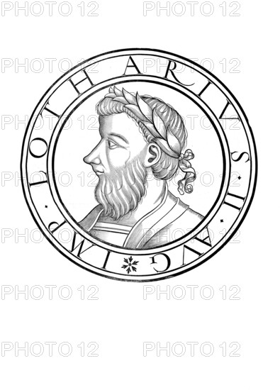 Lothar III, Lothar of Süpplingenburg, Lothar of Supplinburg, (born in front of 9 June 1075, died 3 December 1137) was Duke of Saxony from 1106, King from 1125 and Emperor of the Roman-German Empire from 1133 to 1137, authentic, digitally restored reproduction from a 19th century original, record date not stated