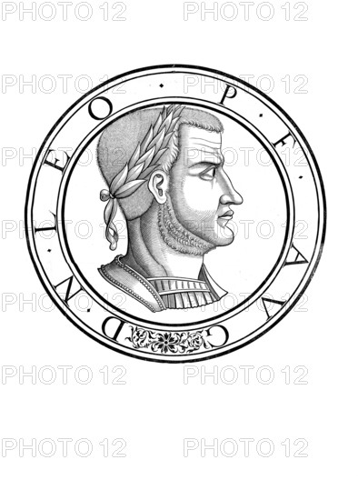 Leo IV, often called the Khazar because of his mother's origins, was Byzantine emperor from the Syrian dynasty from 775 to 780, authentic, digitally restored reproduction from a 19th century original, record date not stated