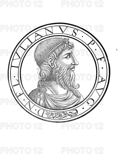 Flavius Claudius Iulianus, (born 331 or 332 in Constantinople, died on 26 June 363 near Maranga on the Tigris) was Roman emperor from 360 to 363. In Christian sources he is often referred to as Iulianus Apostata, German also Julian Apostata, the apostate, as he had abandoned the Christian faith, authentic, digitally restored reproduction from a 19th century original, record date not stated