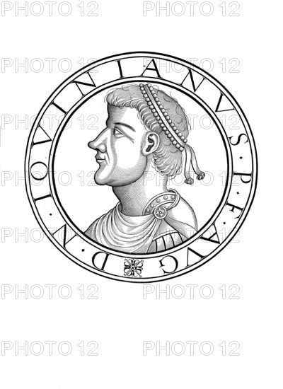 Flavius Iovianus (born 331 in Singidunum, died 17 February 364 in Dadastana), Jovian for short, also known as Iovian, was Julian's successor as emperor of the Roman Empire. He reigned for only one winter, from 363 to 364. Jovian, who was a Christian, broke with the anti-Christian policies of his predecessor and also ended the latter's offensive against the Persian Sassanid Empire in the Peace of 363, authentic, digitally restored reproduction from a 19th century original, record date not stated