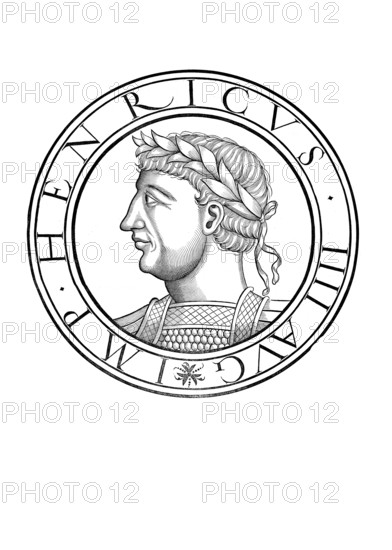 Henry IV (born 11 November 1050 presumably in Goslar, died 7 August 1106 in Liège) from the Salian family was the eldest son of Emperor Henry III and Empress Agnes. He was co-king from 1053, Roman-German king from 1056 and emperor from 1084 until his forced abdication by his son Henry V on 31 December 1105, authentic, digitally restored reproduction from a 19th century original, record date not stated