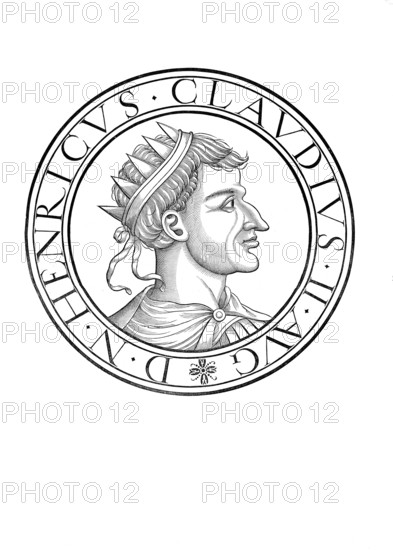 Henry II (b. 6 May 973 or 978 in Abbach or Hildesheim, d. 13 July 1024 in Grone), saint (since 1146), from the noble Ottonian dynasty, was as Henry IV. Duke of Bavaria from 995 to 1004 and again from 1009 to 1017, King of the East Franconian Empire (regnum Francorum orientalium) from 1002 to 1024, King of Italy from 1004 to 1024 and Roman-German Emperor from 1014 to 1024, authentic, digitally restored reproduction from a 19th century original, record date not stated