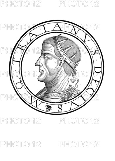 Gaius Messius Quintus Traianus Decius (born ca. 190 or 200/201 in Budalia near Sirmium, died 1st half of June 251 near Abrittus, today Rasgrad in Bulgaria) was emperor of the Roman Empire from 249 to 251, authentic, digitally restored reproduction from a 19th century original, record date not stated