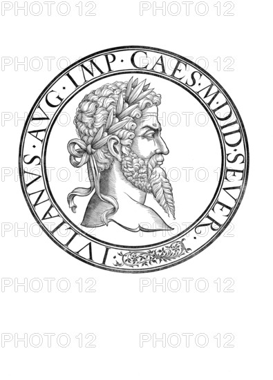 Marcus Didius Severus Iulianus, Julian I, (born 30 January 133 or 2 February 137 in Milan, died 2 June 193 in Rome) was Roman Emperor from 28 March 193 until his death after only 66 days, authentic, digitally restored reproduction from a 19th century original, record date not stated