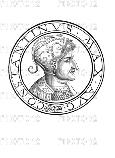 Flavius Valerius Constantinus (born on 27 February between 270 and 288 in Naissus, Moesia Superior, died 22 May 337 in Achyrona), known as Constantine the Great, in the ruler's narrative Constantine I, was Roman emperor from 306 to 337, authentic, digitally restored reproduction from a 19th century original, record date not stated