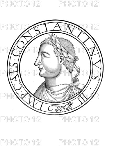 Flavius Valerius Constantius, Constantius I for short (born around 250, died 306 in Eboracum, today York) was an emperor of the Roman Tetrarchy, authentic, digitally restored reproduction from a 19th century original, record date not stated