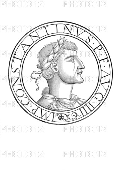 Constans II, Constans, (born 7 November 630, died 15 September 668 in Syracuse), son of Constantine III and Gregoria, was Eastern Roman or Byzantine emperor from 641 to 668, authentic, digitally restored reproduction from a 19th century original, record date not stated