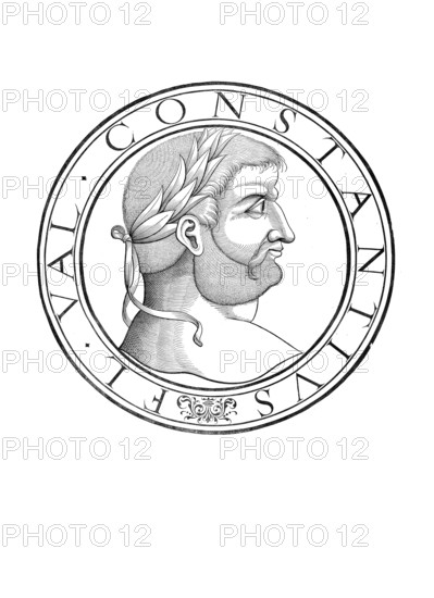 Flavius Valerius Constantius, nickname Chlorus, the Green, the Pale, short Constantius I, (born around 250, died 306 in Eboracum, today York) was an emperor of the Roman Tetrarchy, authentic, digitally restored reproduction from a 19th century original, record date not stated