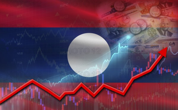 Laos economic growth on financial graph. Laos financial growth on market graph