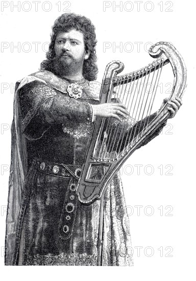 Hermann Winkelmann, real name Hans Emil Friedrich Winkelmann (born 8 March 1847 in Braunschweig, died 18 January 1912 in Mauer near Vienna), German opera singer, here as Tannhäuser, Historical, authentic, digitally restored reproduction from a 19th century original, Record date not stated