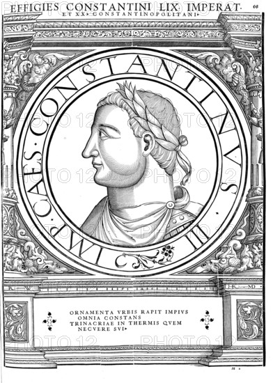 Flavius Valerius Constantius, Constantius I for short (born around 250, died 306 in Eboracum, today York) was an emperor of the Roman Tetrarchy, authentic, digitally restored reproduction from a 19th century original, record date not stated