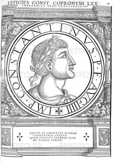Constantine V, (born 718, died 14 September 775) was Byzantine emperor from 741 until his death, authentic, digitally restored reproduction from a 19th century original, record date not stated
