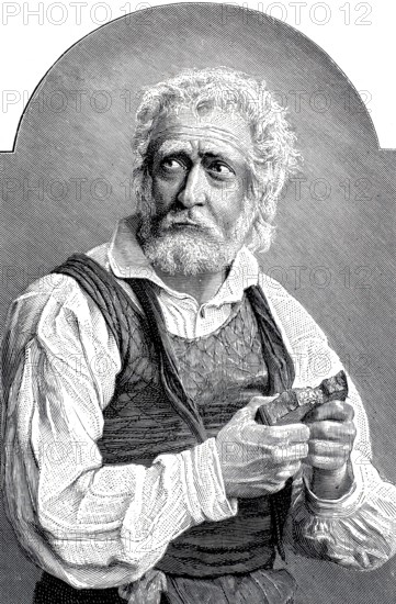 Felix Schweighofer (born 20 November 1842 in Brno, died 28 January 1912 in Blasewitz), stage name also Felix Dammer, Austrian actor and operetta singer, here in a folk play, Historical, authentic, digitally restored reproduction from a 19th century original, Record date not stated