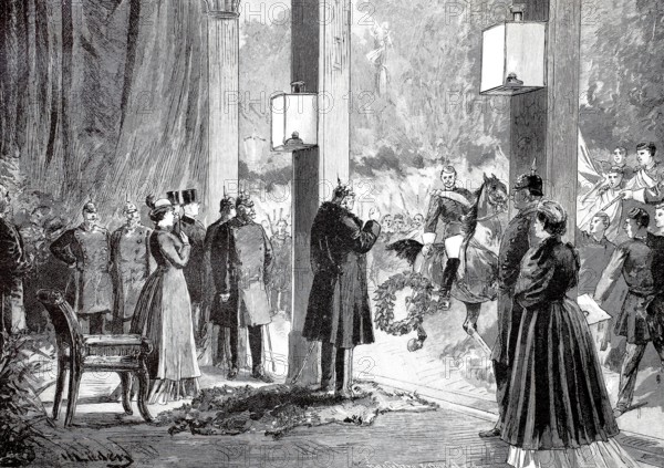 1890, Torchlight procession in Berlin on the eve of the 90th birthday of Helmuth Karl Bernhard von Moltke, Baron von Moltke since 1843, Count von Moltke since 1870, Historical, authentic, digitally restored reproduction from a 19th century original, Record date not stated