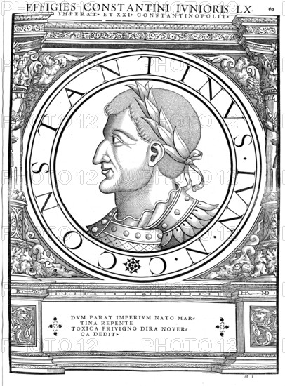 Constantine IV (born c. 650, died 685), Latin Flavius Constantinus, Byzantine emperor from 668 to 685, authentic, digitally restored reproduction from a 19th century original, record date not stated