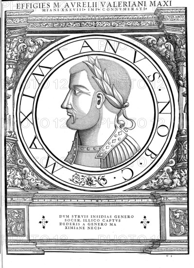 Marcus Aurelius Valerius Maximianus, Herculius, (born around 240 near Sirmium, died † 310 in Gaul) was Emperor of the Roman Empire together with Diocletian from 1 March 286 to 1 May 305, authentic, digitally restored reproduction from a 19th century original, record date not stated