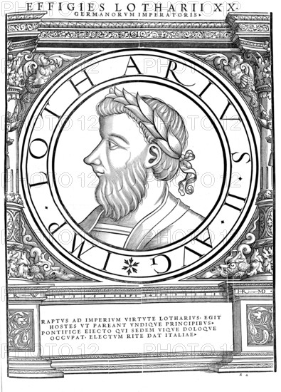 Lothar III, Lothar of Süpplingenburg, Lothar of Supplinburg, (born in front of 9 June 1075, died 3 December 1137) was Duke of Saxony from 1106, King from 1125 and Emperor of the Roman-German Empire from 1133 to 1137, authentic, digitally restored reproduction from a 19th century original, record date not stated