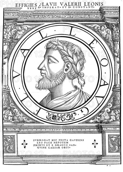 Leo I, also Leon I, the Butcher, full name Flavius Valerius Leo, (born around 401, died 18 January 474 in Constantinople), was emperor of the late antique Eastern Roman Empire from 7 February 457 until his death in 474, authentic, digitally restored reproduction from a 19th century original, record date not stated