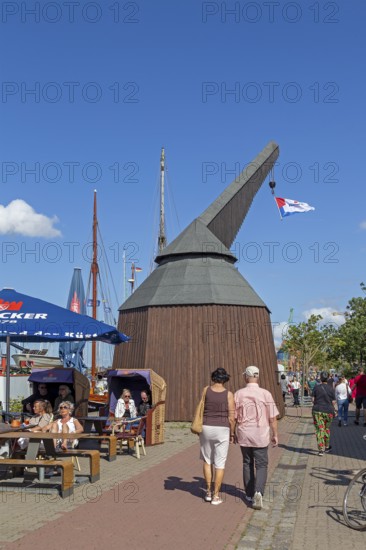 Old shipyard crane, Hanse-Sail, city harbour, Rostock, Mecklenburg-Vorpommern, Germany