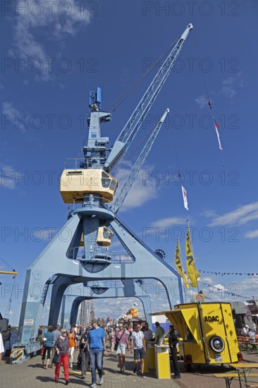 The two cranes, Hanse-Sail, city harbour, Rostock, Mecklenburg-Vorpommern, Germany