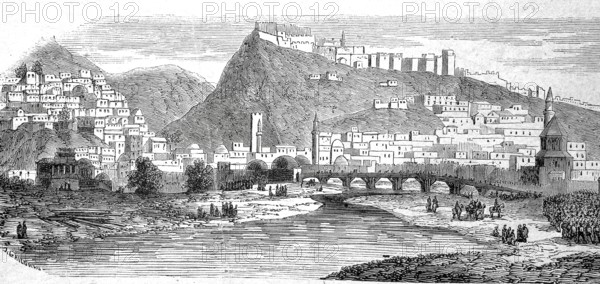 The fortress of Kars around 1880, Armenia, today Turkey, Historical, authentic, digitally restored reproduction from a 19th century original, Record date not stated