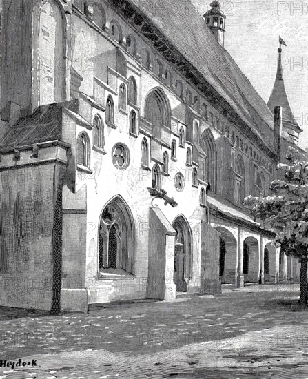 The Stoa Kantiana and the tomb of Kant, at the cathedral, Königsberg in East Prussia, in 1890, Germany, today Kaliningrad in Russia, Historical, authentic, digitally restored reproduction from a 19th century original, Record date not stated