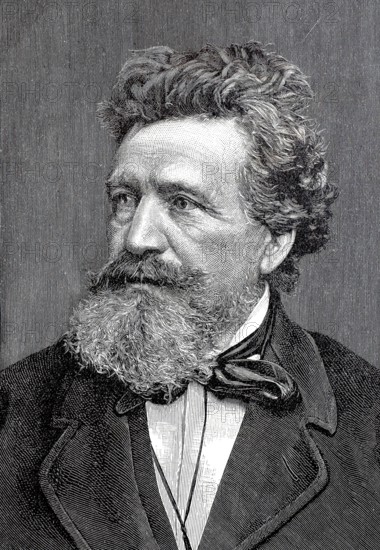 Hermann Lingg, from 1890 Ritter von Lingg, (born 22 January 1820 Lindau, died 18 June 1905 Munich), German poet-doctor, Historical, authentic, digitally restored reproduction from a 19th century original, Record date not stated