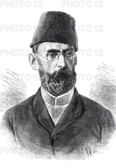 Eduard Karl Oskar Theodor Schnitzer, known as Emin Pasha (born 28 March 1840 as Isaak Eduard Schnitzer in Opole, Upper Silesia, died 23 October 1892 in Kinena in the Congo region), African explorer and governor of the province of Equatoria in the Turkish-Egyptian Sudan, Historical, authentic, digitally restored reproduction from a 19th century original, Record date not stated
