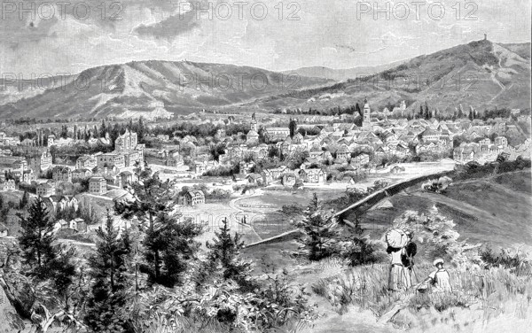 View of the city of Jena in 1890, Thuringia, Germany, Historical, authentic, digitally restored reproduction from a 19th century original, Record date not stated