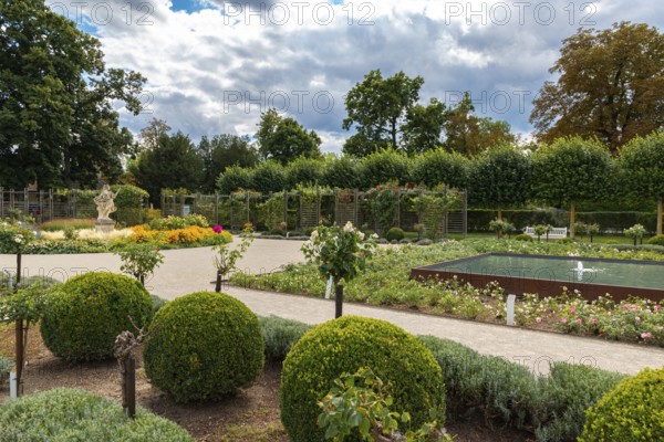 Flowers, shrubs in the Rosarium, Doblhoffpark in Baden, Lower Austria, Austria