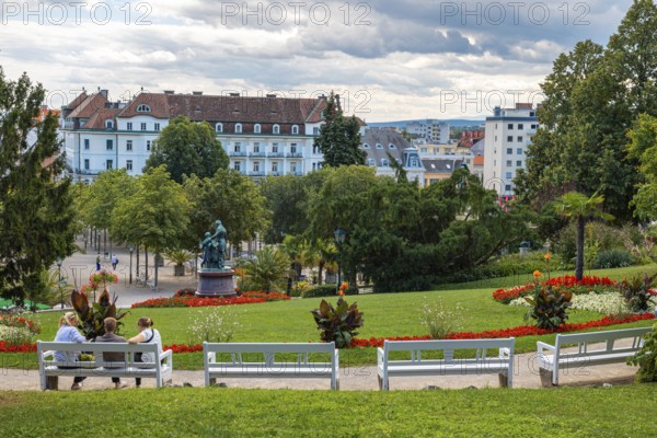 View of the main avenue in the spa garden Baden, Lower Austria, Austria