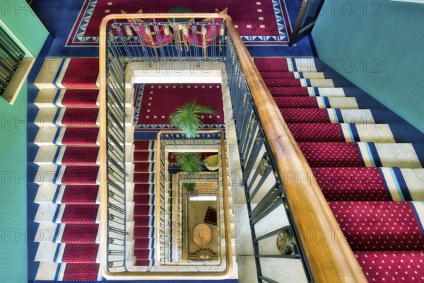 Colourful staircase in a hotel, Lucerne, Switzerland