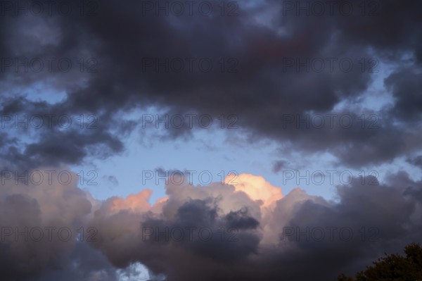 Rain clouds (Nimbostratus) in the evening, Bavaria, Germany