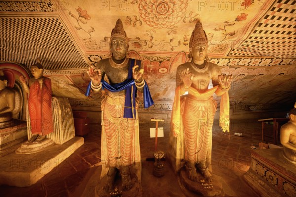 Statues and murals in Dambulla Cave Temple, Dambulla, Sri Lanka
