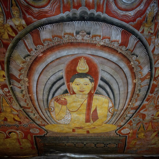 Murals in Dambulla Cave Temple, Dambulla, Sri Lanka